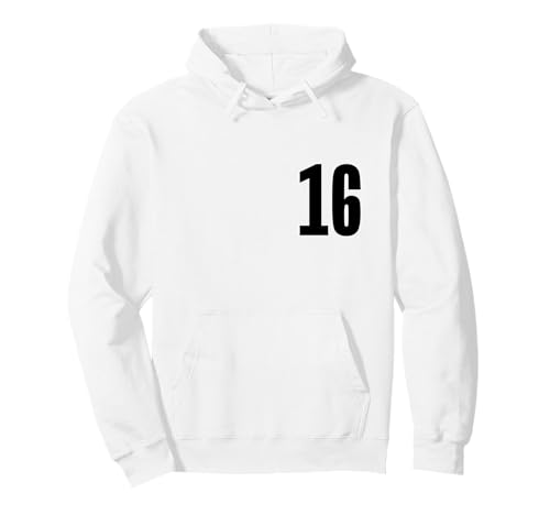 Número dieciséis #16 Uniforme de Equipo Deportivo Cumpleaños 16 Sudadera con Capucha