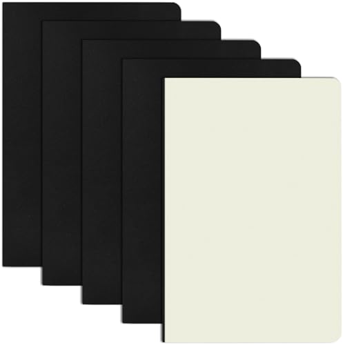 ZCZN Cuaderno A5 Paquete de 5 Libretas de Notas de Kraft Negro Bloc de Notas A5 para Dibujar...