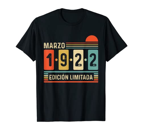 100 Años Nacido En Marzo 1922 Vintage 100 Cumpleaños Camiseta