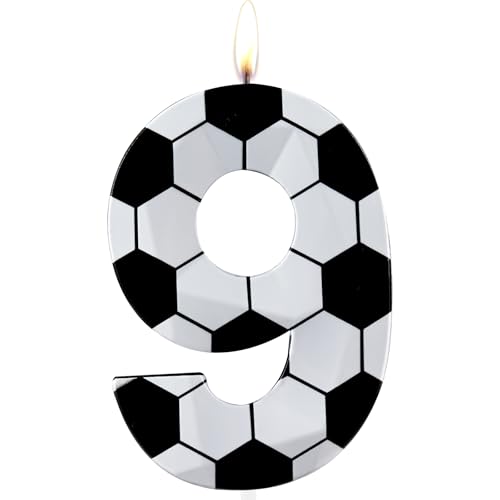 Velas con el número 9, velas de cumpleaños número 9, velas de fútbol de feliz cumpleaños, cera...