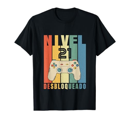 Nivel 21 Desbloqueado Gamer 21 Años 2001 Divertido Chico Camiseta