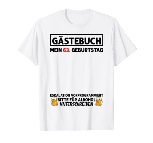 Libro de visitas 63 cumpleaños hombre mujer 63 años 63 cumpleaños Camiseta