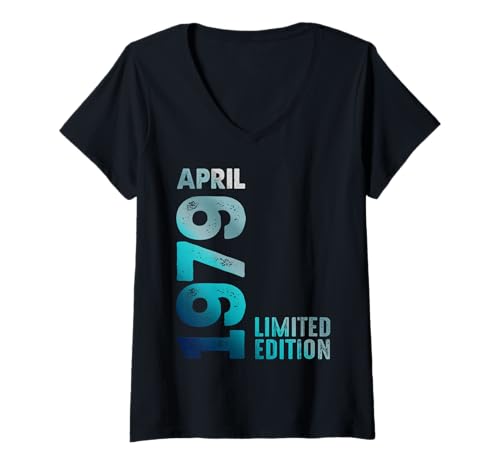 Mujer Edición Limitada Abril 1979 Cumpleaños Camiseta Cuello V