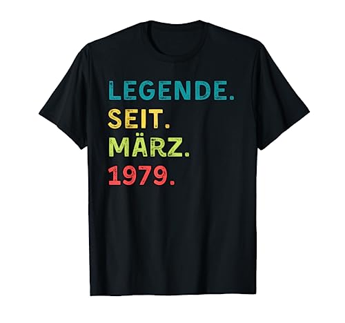 Cumpleaños leyenda 1979 marzo con texto retro para fiesta Camiseta