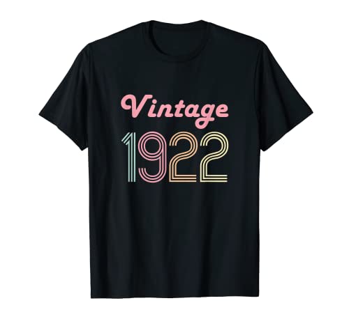 Regalo de 99 cumpleaños para su edad 99 años mamá vintage 1922 Camiseta