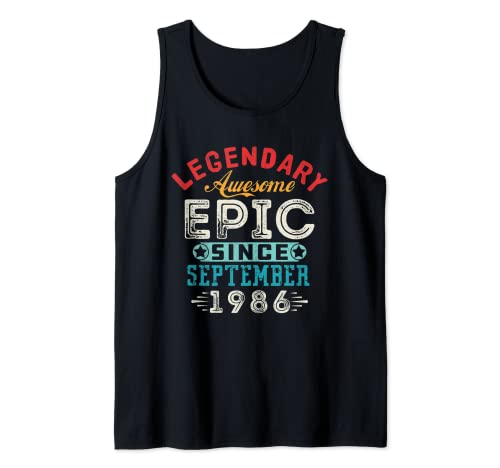 Septiembre 1986 Fiesta de cumpleaños Vintage Regalos para 33 años Camiseta sin Mangas