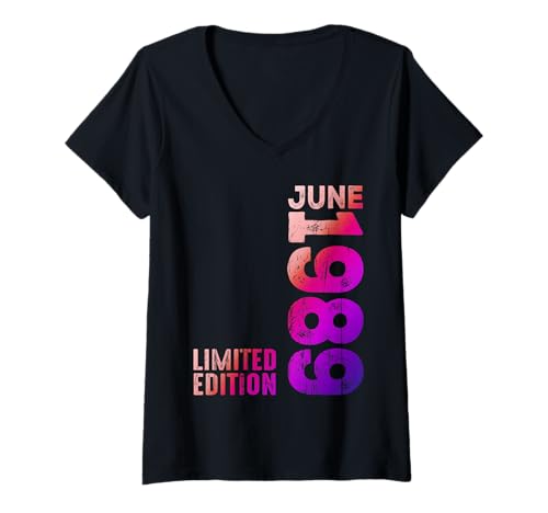 Mujer Año 1989 Mes De Junio 1989 Retro 1989 Vintage 1989 Camiseta Cuello V