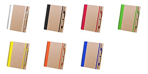 10 Libretas A5 con Bolígrafo y tapa bicolor en Cartón - 60 Hojas - Libretas originales. Detalles...