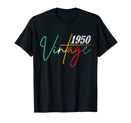 Vintage 1950 Cumpleaños Camisa 70 Letras Retro Gráfico 72 Camiseta