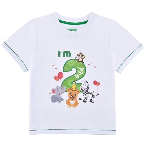2do Camiseta Cumpleaños Bebé Niño Animales de Selva Cumpleaño Manga Corta Tops 2 años Fiesta de...