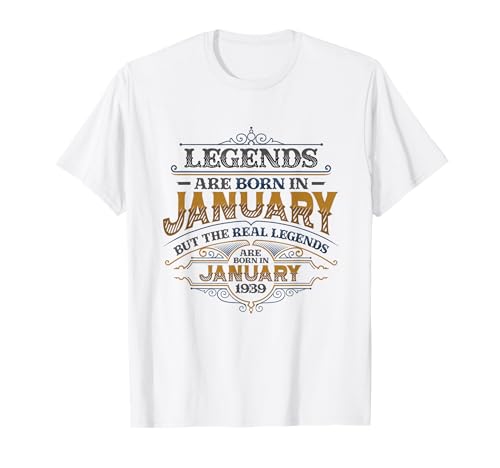 Las leyendas nacen en enero de 1939 Cumpleaños para hombres Camiseta