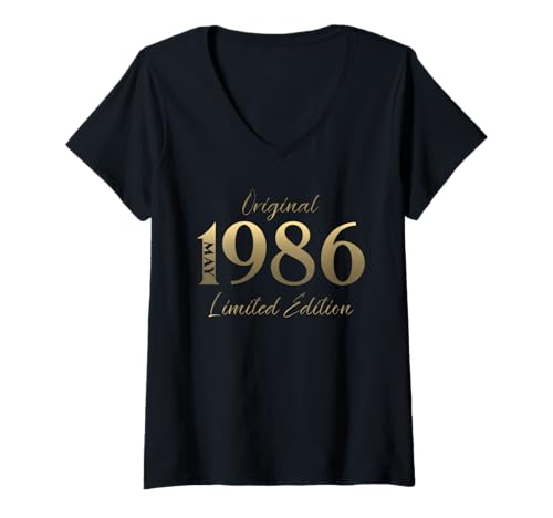 Mujer 40 cumpleaños Hombre Mujer Regalo Mayo 1986 Camiseta Cuello V