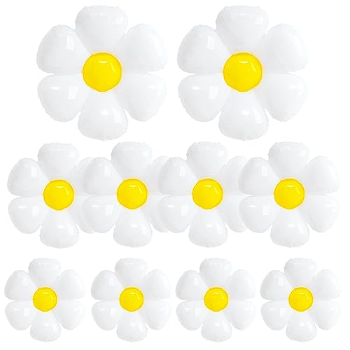 10 Globos de Margarita, Flor de Margarita, Blanco, para Fiesta, Boda, Cumpleaños, Party, Bautismo,...