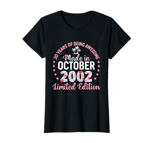 20 años 20 cumpleaños Hecho en Octubre de 2002 Floral Camiseta