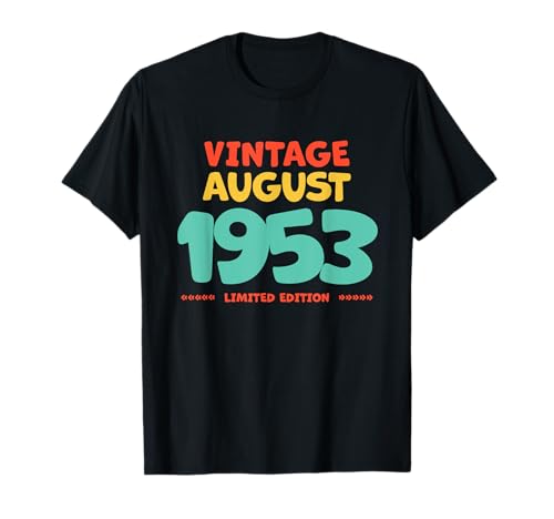 Vintage 1953 Leyenda de agosto nacido en agosto 1953 Cumpleaños Camiseta