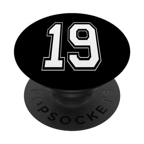 Camiseta deportiva de cumpleaños con número 19 estilo universitario PopSockets PopGrip Adhesivo