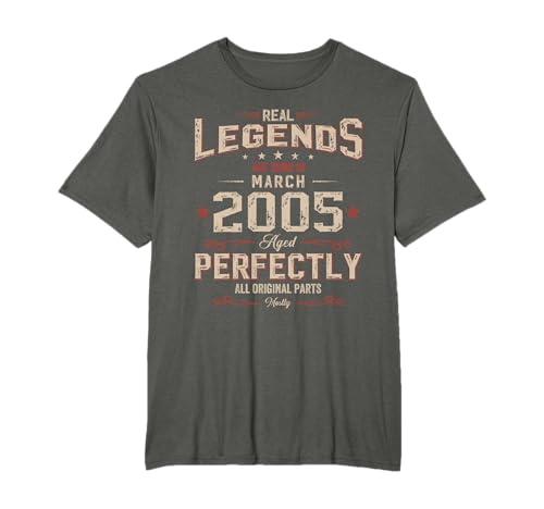 20.º cumpleaños Hombre Original Marzo de 2005 20 años Camiseta