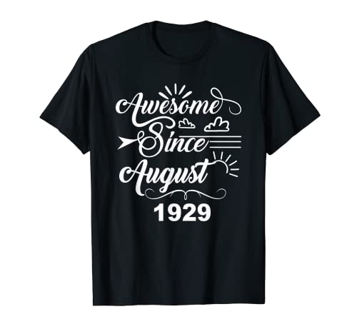 Impresionante camiseta desde agosto de 1929 – Regalos de cumpleaños 89 Camiseta