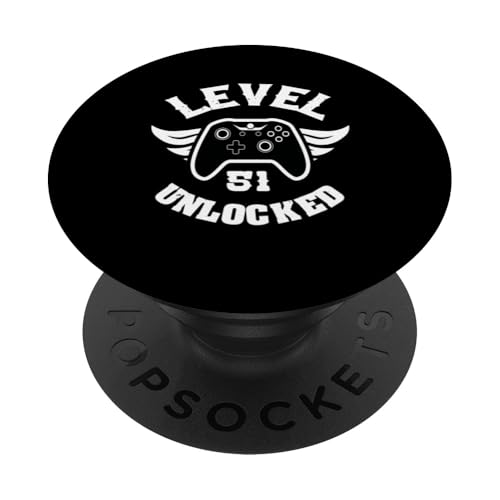 Nivel 51 Desbloqueado 51 Juegos de cumpleaños 51 Jugador de cumpleaños PopSockets PopGrip Adhesivo