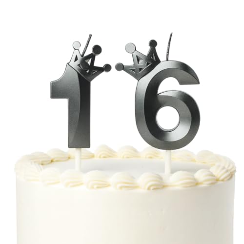 OIXEYA Corona Velas Cumpleaños Números 16, Velas 16 Cumpleaños, 16 Años Decoración para Tartas...