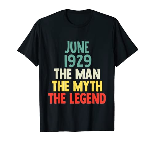 The Man Myth Legend 1929 93 de junio regalo de cumpleaños para 93 años Camiseta