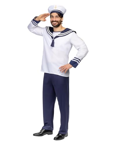 Funidelia Disfraz de marinero para hombre, Capitán de Barco, Grumete, Incluye camiseta con...