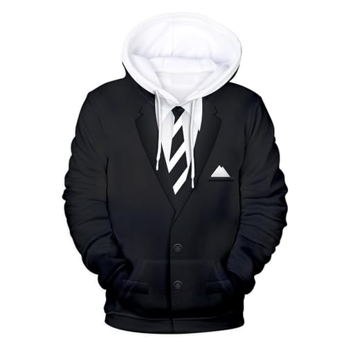 Sudadera con capucha de gran tamaño para hombre 3D Tux con capucha humor clásico divertido fiesta...