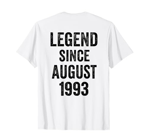 (Back) 33 Decoraciones de cumpleaños 33 años Agosto 1993 cumpleaños 33 Camiseta