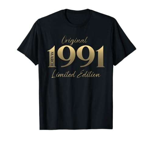 35 cumpleaños Hombre Mujer Regalo Marzo 1991 Camiseta