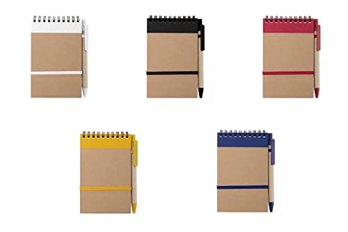 5 libretas pequeñas de bolsillo A6 con bolígrafo en cartón reciclado a juego, cuaderno con...