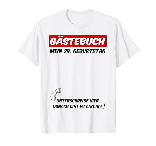 29 cumpleaños Libro de visitas 29 años Lista de invitados Cumpleaños Camiseta