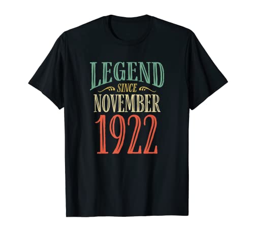 Leyenda desde noviembre 1922 Diseño de cumpleaños Camiseta