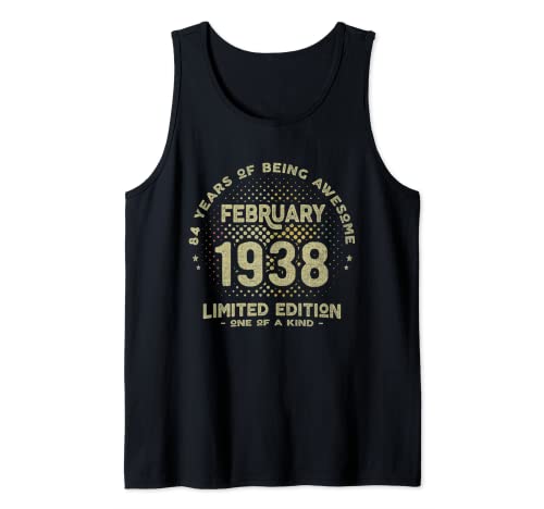 Regalo 84 años Cumpleaños Hombre Mujer - Febrero 1938 Camiseta sin Mangas