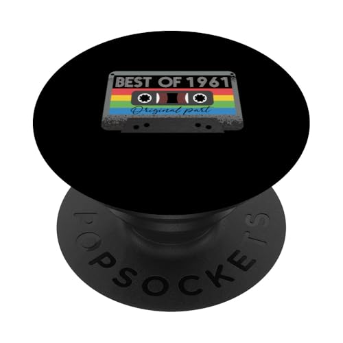 Mejor de 1961 Cumpleaños 1961 Vintage 1961 Casete Retro PopSockets PopGrip Adhesivo