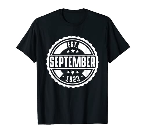 EST Septiembre 1923 Feliz Cumpleaños Regalo Vintage Retro Camiseta