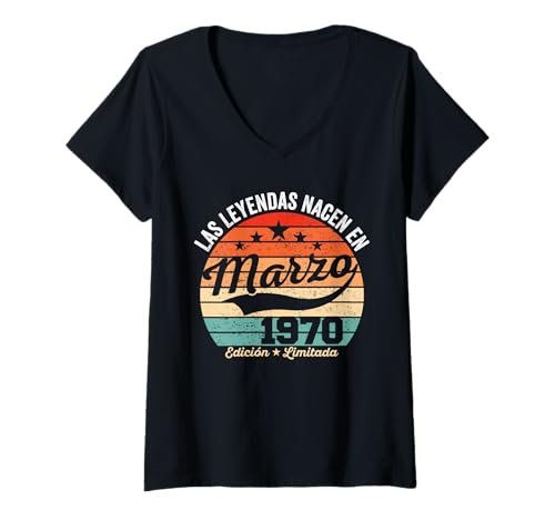 Mujer 56 años Cumpleaños Las Leyendas Nacen en Marzo de 1970 Camiseta Cuello V