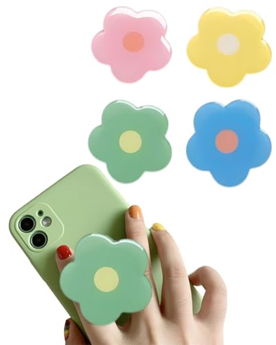 ZEXIJOW 4PCS Soporte y Agarre Extensible para Teléfono con Motivos Florales de Acrílico, Accesorio...