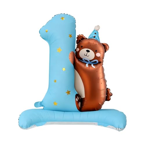 Decoracion Cumpleaños 1 Año Oso, Globos de Cumpleaños 1 Año, Oso Globos Fiesta cumpleaños,...
