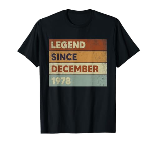 Legend Since Diciembre 1978 Cumpleaños 45 Años Regalo Camiseta
