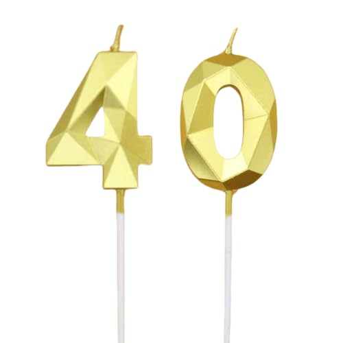 BOBOZHONG Geburtstagskerzen Zahlen 40,Gold Kerzen Geburtstag,Tortendeko Kuchendeko...