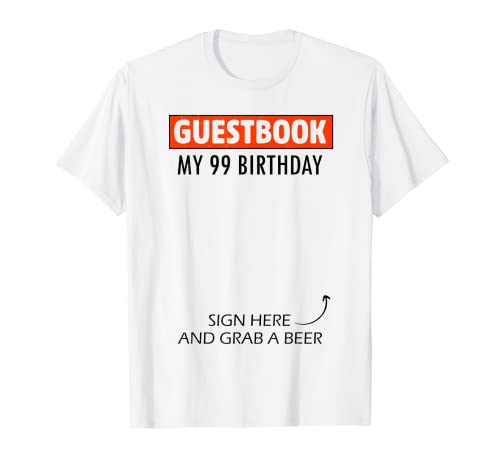Libro de Visitas Alternativo 99 Cumpleaños Decoraciones Para Él Ella Camiseta