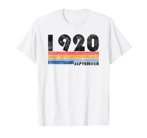 Regalo de cumpleaños 99 Retro Nacido en septiembre de 1920 Camiseta