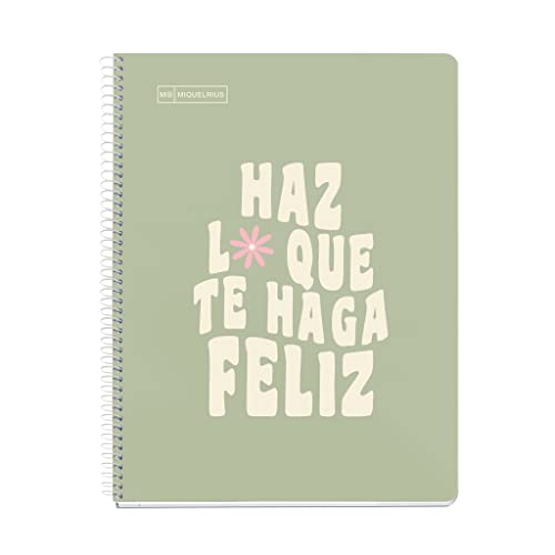 Miquelrius - Cuaderno A4, Notebook mensajes, 1 Franja de color, 80 Hojas de 90 g/m², Rayado...
