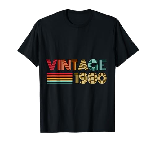 Vintage 1980 Cumpleaños 1980 Nacido en 1980 Año 1980 Camiseta