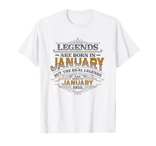Las leyendas nacen en enero de 1938 Cumpleaños para hombres Camiseta