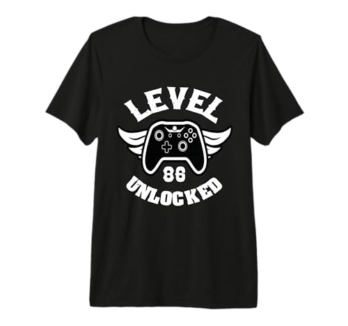 Nivel 86 Desbloqueado 86 Juegos de cumpleaños 86 Jugador de cumpleaños Camiseta Premium