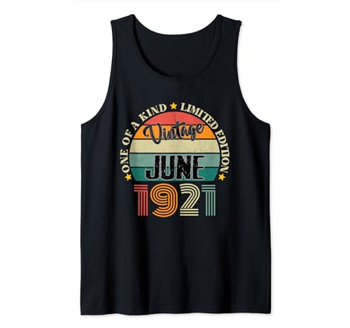 103 Años Vintage Junio 1921 Cumpleaños 103 Retro Camiseta sin Mangas