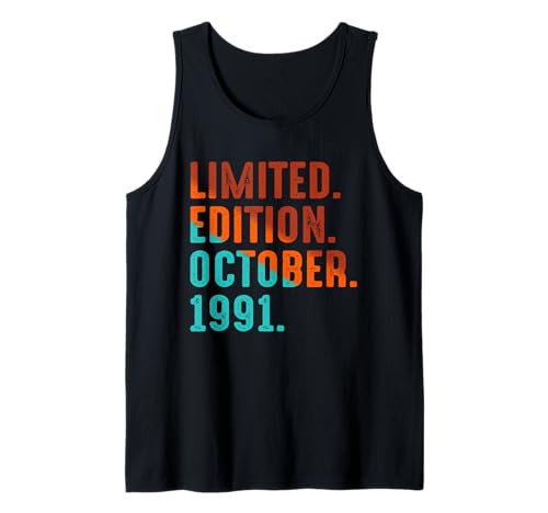 Edición Limitada Cumpleaños Octubre 1991 Camiseta sin Mangas