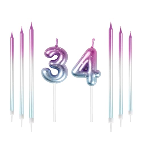 mciskin Velas coloridas con números, velas para tartas de cumpleaños, decoraciones de boda, velas...