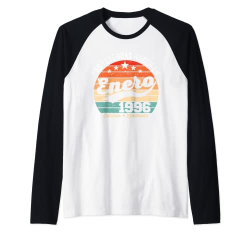 27 años Cumpleaños Las Leyendas nacen en Enero de 1996 Camiseta Manga Raglan